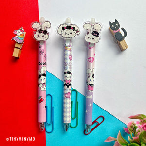 Black Bow Bunny Kawaii Gel Pen -Tinyminymo