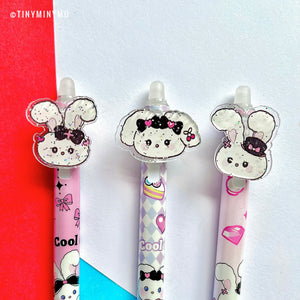 Black Bow Bunny Kawaii Gel Pen -Tinyminymo