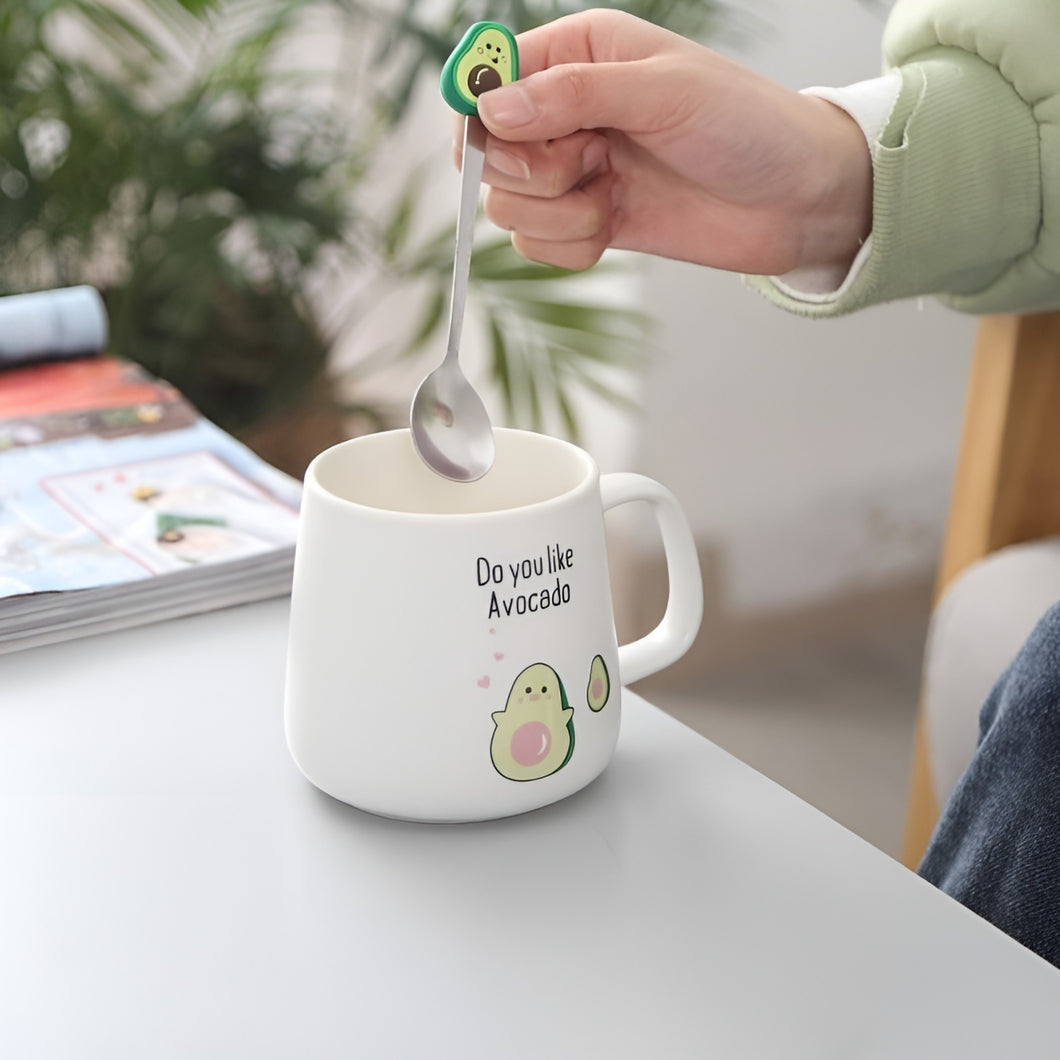 Cute Avacado Mug with Lid and Spoon - Tinyminymo