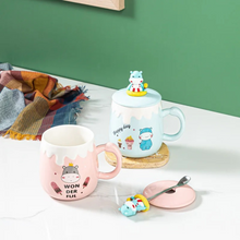 Load image into Gallery viewer, Cute Hippo Mug with Lid and Spoon - Tinyminymo
