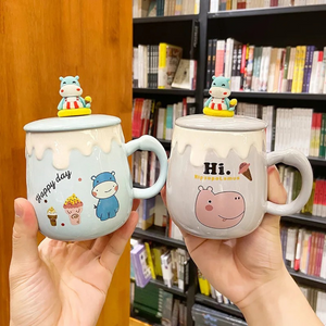 Cute Hippo Mug with Lid and Spoon - Tinyminymo