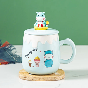 Cute Hippo Mug with Lid and Spoon - Tinyminymo