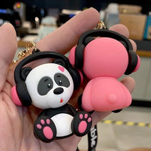 Load image into Gallery viewer, Adorable Panda with Headphones 3D Keychain - Tinyminymo
