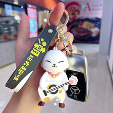 Load image into Gallery viewer, Kawaii Kitty with Guitar 3D Keychain - Tinyminymo
