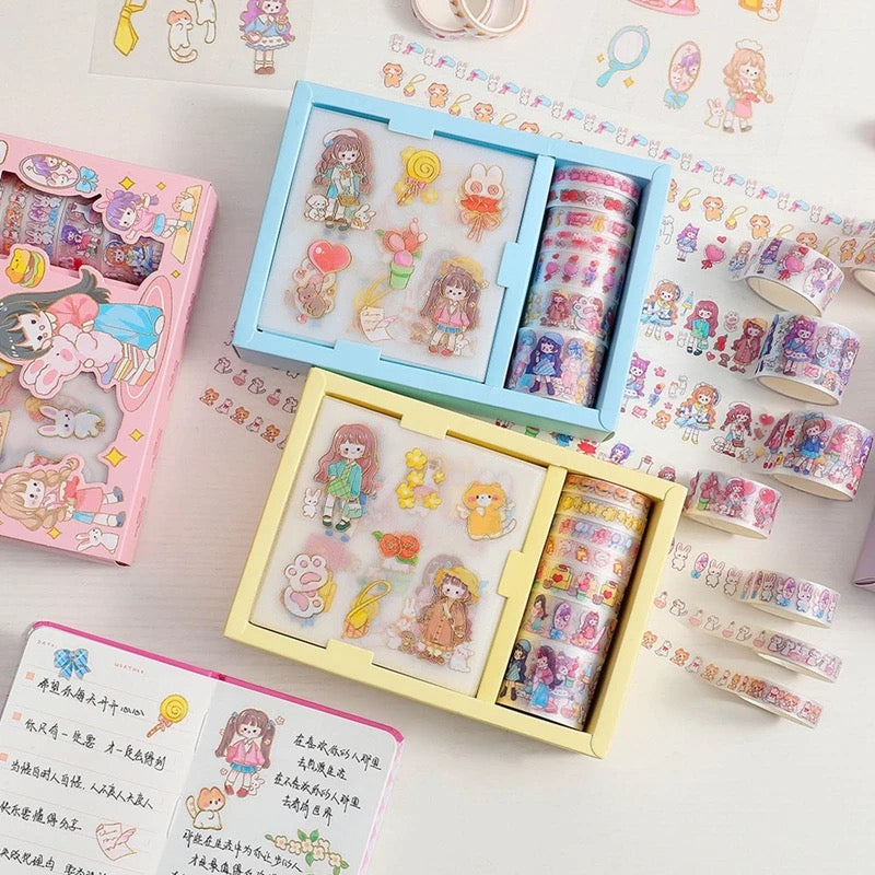 Kawaii Washi Tape and Sticker Set - Tinyminymo